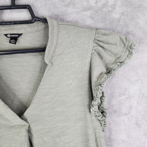 Women's Versona Green Dress Short Sleeve V Neck Size L - Picture 3 of 8